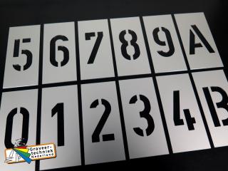 Aluminium spuitsjablonen lettertype DIN, letterhoogte in overleg